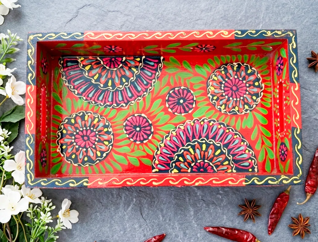 Hand Painted Boondi Truck Art Tray - Small